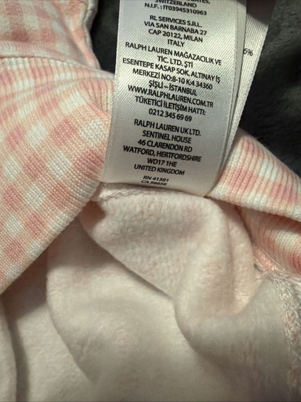 LARGE Polo Ralph Lauren Gingham Fleece Sweatshirt Pink White - Picture 5 of 13